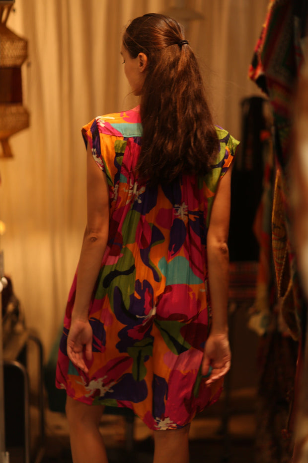 SILK DRESS MARY COLOR BOMB - sustainably made MOMO NEW YORK sustainable clothing, dress slow fashion