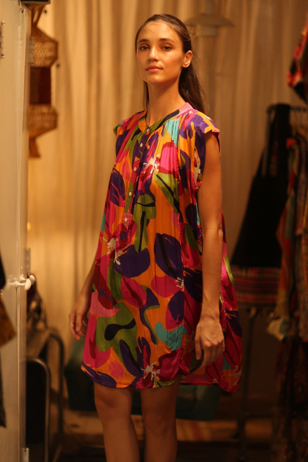 SILK DRESS MARY COLOR BOMB - sustainably made MOMO NEW YORK sustainable clothing, dress slow fashion