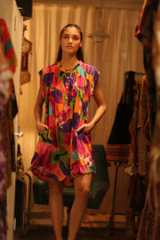SILK DRESS MARY COLOR BOMB - sustainably made MOMO NEW YORK sustainable clothing, dress slow fashion