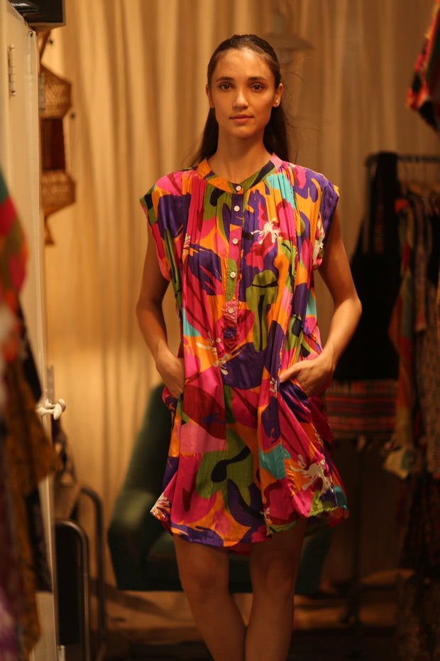 SILK DRESS MARY COLOR BOMB - sustainably made MOMO NEW YORK sustainable clothing, dress slow fashion