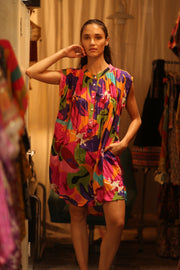 SILK DRESS MARY COLOR BOMB - sustainably made MOMO NEW YORK sustainable clothing, dress slow fashion