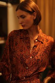 SILK DRESS RUTH HAND BLOCK PRINT FATOU - sustainably made MOMO NEW YORK sustainable clothing, dresskaftan slow fashion