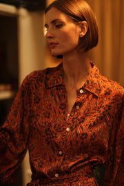 SILK DRESS RUTH HAND BLOCK PRINT FATOU - sustainably made MOMO NEW YORK sustainable clothing, dresskaftan slow fashion