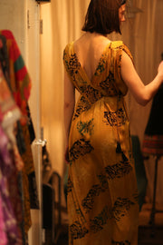 SILK DRESS VICTORIA YELLOW ARTIST - sustainably made MOMO NEW YORK sustainable clothing, Boho Chic Dress slow fashion