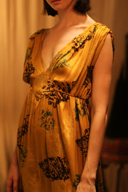 SILK DRESS VICTORIA YELLOW ARTIST - sustainably made MOMO NEW YORK sustainable clothing, Boho Chic Dress slow fashion