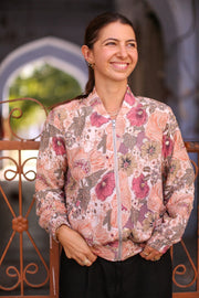 SILK EMBROIDERED BOMBER JACKET LAURA - sustainably made MOMO NEW YORK sustainable clothing, bestseller slow fashion