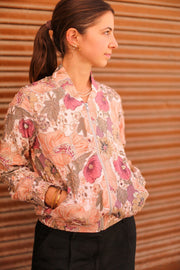 SILK EMBROIDERED BOMBER JACKET LAURA - sustainably made MOMO NEW YORK sustainable clothing, bestseller slow fashion