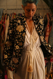 SILK EMBROIDERED BOMBER JACKET LISA - sustainably made MOMO NEW YORK sustainable clothing, bestseller slow fashion