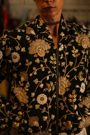 SILK EMBROIDERED BOMBER JACKET LISA - sustainably made MOMO NEW YORK sustainable clothing, bestseller slow fashion