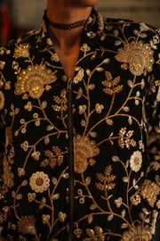 SILK EMBROIDERED BOMBER JACKET LISA - sustainably made MOMO NEW YORK sustainable clothing, bestseller slow fashion