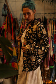 SILK EMBROIDERED BOMBER JACKET LISA - sustainably made MOMO NEW YORK sustainable clothing, bestseller slow fashion