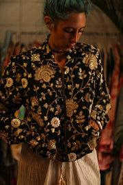 SILK EMBROIDERED BOMBER JACKET LISA - sustainably made MOMO NEW YORK sustainable clothing, bestseller slow fashion