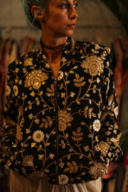 SILK EMBROIDERED BOMBER JACKET LISA - sustainably made MOMO NEW YORK sustainable clothing, bestseller slow fashion