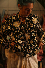SILK EMBROIDERED BOMBER JACKET LISA - sustainably made MOMO NEW YORK sustainable clothing, bestseller slow fashion