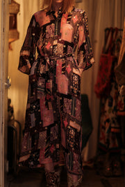 SILK EMBROIDERED DRESS RUTH INDIA - sustainably made MOMO NEW YORK sustainable clothing, dresskaftan slow fashion