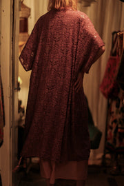 SILK FLORINE LITTLE FLOWERS EMBROIDERED KIMONO - sustainably made MOMO NEW YORK sustainable clothing, embellished slow fashion