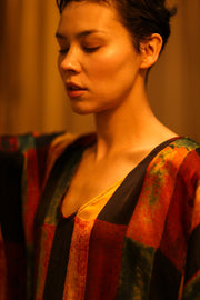 SILK HAND BLOCK PRINT KAFTAN YAYA - sustainably made MOMO NEW YORK sustainable clothing, bestseller slow fashion