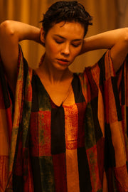 SILK HAND BLOCK PRINT KAFTAN YAYA - sustainably made MOMO NEW YORK sustainable clothing, bestseller slow fashion