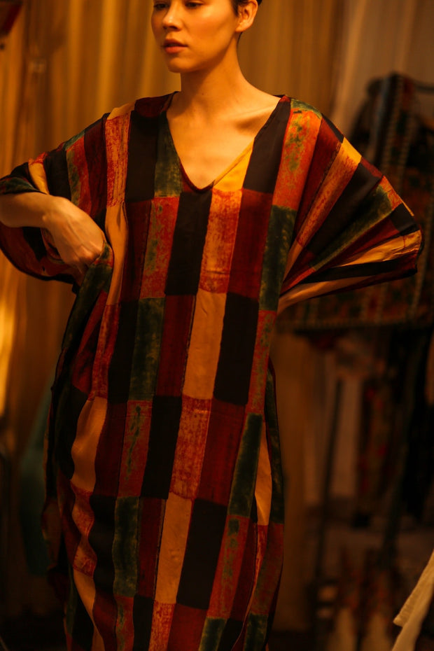 SILK HAND BLOCK PRINT KAFTAN YAYA - sustainably made MOMO NEW YORK sustainable clothing, bestseller slow fashion