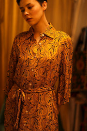 SILK HAND BLOCK PRINT RUTH - sustainably made MOMO NEW YORK sustainable clothing, dress slow fashion