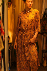 SILK HAND BLOCK PRINT RUTH - sustainably made MOMO NEW YORK sustainable clothing, dress slow fashion