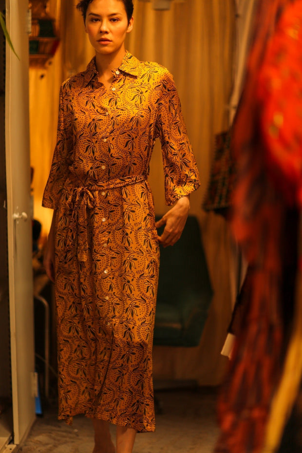 SILK HAND BLOCK PRINT RUTH - sustainably made MOMO NEW YORK sustainable clothing, dress slow fashion