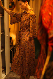 SILK HAND BLOCK PRINT RUTH - sustainably made MOMO NEW YORK sustainable clothing, dress slow fashion