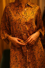 SILK HAND BLOCK PRINT RUTH - sustainably made MOMO NEW YORK sustainable clothing, dress slow fashion