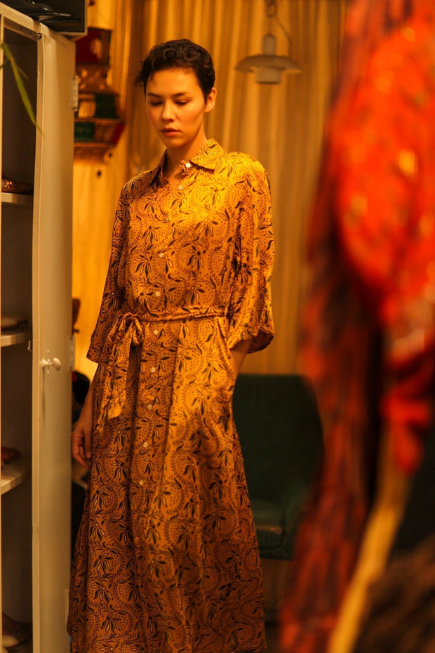 SILK HAND BLOCK PRINT RUTH - sustainably made MOMO NEW YORK sustainable clothing, dress slow fashion