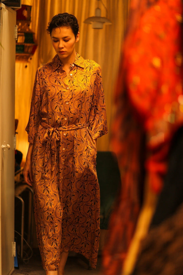 SILK HAND BLOCK PRINT RUTH - sustainably made MOMO NEW YORK sustainable clothing, dress slow fashion