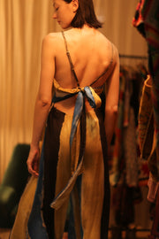 SILK JUMPSUIT NEIS BLUE BROWN STRIPE - sustainably made MOMO NEW YORK sustainable clothing, jumpsuit slow fashion