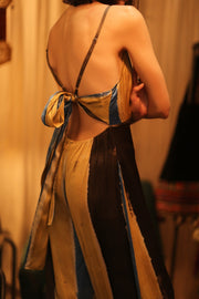 SILK JUMPSUIT NEIS BLUE BROWN STRIPE - sustainably made MOMO NEW YORK sustainable clothing, jumpsuit slow fashion