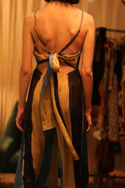 SILK JUMPSUIT NEIS BLUE BROWN STRIPE - sustainably made MOMO NEW YORK sustainable clothing, jumpsuit slow fashion