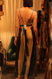 SILK JUMPSUIT NEIS BLUE BROWN STRIPE - sustainably made MOMO NEW YORK sustainable clothing, jumpsuit slow fashion