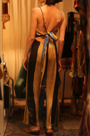 SILK JUMPSUIT NEIS BLUE BROWN STRIPE - sustainably made MOMO NEW YORK sustainable clothing, jumpsuit slow fashion