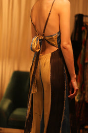 SILK JUMPSUIT NEIS BLUE BROWN STRIPE - sustainably made MOMO NEW YORK sustainable clothing, jumpsuit slow fashion