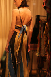 SILK JUMPSUIT NEIS BLUE BROWN STRIPE - sustainably made MOMO NEW YORK sustainable clothing, jumpsuit slow fashion