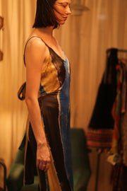 SILK JUMPSUIT NEIS BLUE BROWN STRIPE - sustainably made MOMO NEW YORK sustainable clothing, jumpsuit slow fashion