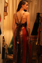 SILK JUMPSUIT NEIS RED BROWN STRIPE - sustainably made MOMO NEW YORK sustainable clothing, jumpsuit slow fashion