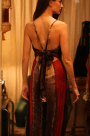 SILK JUMPSUIT NEIS RED BROWN STRIPE - sustainably made MOMO NEW YORK sustainable clothing, jumpsuit slow fashion