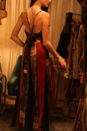 SILK JUMPSUIT NEIS RED BROWN STRIPE - sustainably made MOMO NEW YORK sustainable clothing, jumpsuit slow fashion