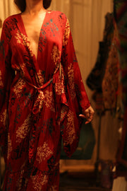 SILK KIMONO PINA RED JEAN - sustainably made MOMO NEW YORK sustainable clothing, Kimono slow fashion