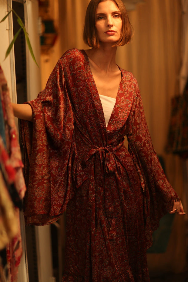 SILK KIMONO PINA TAYLER - sustainably made MOMO NEW YORK sustainable clothing, kimono slow fashion