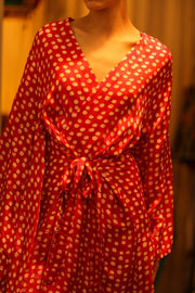 SILK RED POLKA DOT KIMONO PINA - sustainably made MOMO NEW YORK sustainable clothing, bestseller slow fashion