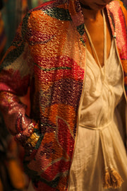 SILK SEQUIN EMBROIDERED BOMBER JACKET BANOU - sustainably made MOMO NEW YORK sustainable clothing, bestseller slow fashion