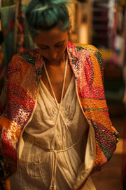 SILK SEQUIN EMBROIDERED BOMBER JACKET BANOU - sustainably made MOMO NEW YORK sustainable clothing, bestseller slow fashion