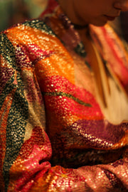 SILK SEQUIN EMBROIDERED BOMBER JACKET BANOU - sustainably made MOMO NEW YORK sustainable clothing, bestseller slow fashion