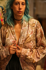 SILK SEQUIN EMBROIDERED BOMBER JACKET JUDE - sustainably made MOMO NEW YORK sustainable clothing, bestseller slow fashion