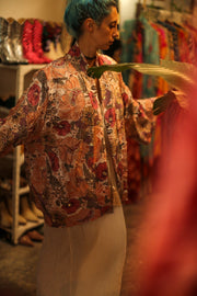 SILK SEQUIN EMBROIDERED KIMONO LUZI - sustainably made MOMO NEW YORK sustainable clothing, bestseller slow fashion