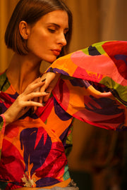 SILK WRAP TOP AURELIA COLORFUL LADY - sustainably made MOMO NEW YORK sustainable clothing, new slow fashion
